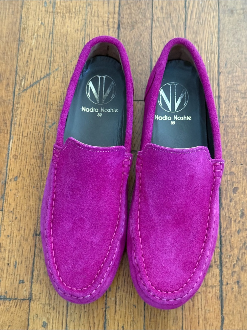 Nadia Noshie Fuchsia Suede Driving Loafers Size 39